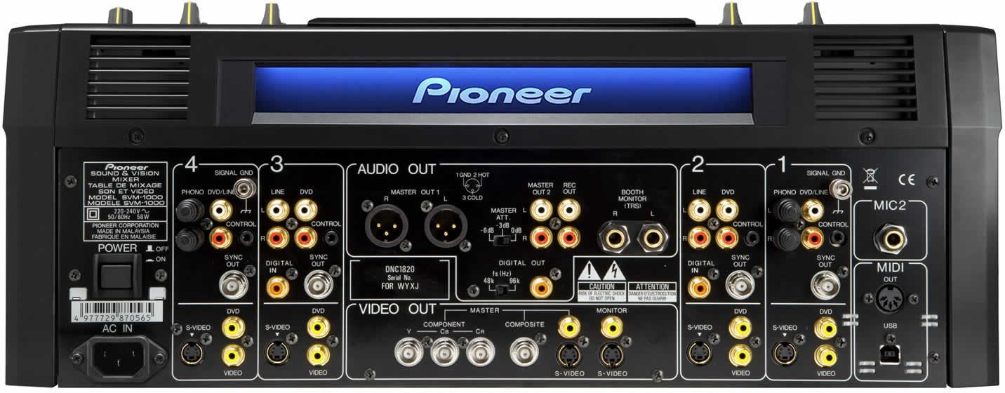 Pioneer SVM1000 DJ Audio/Video Mixer, Rear