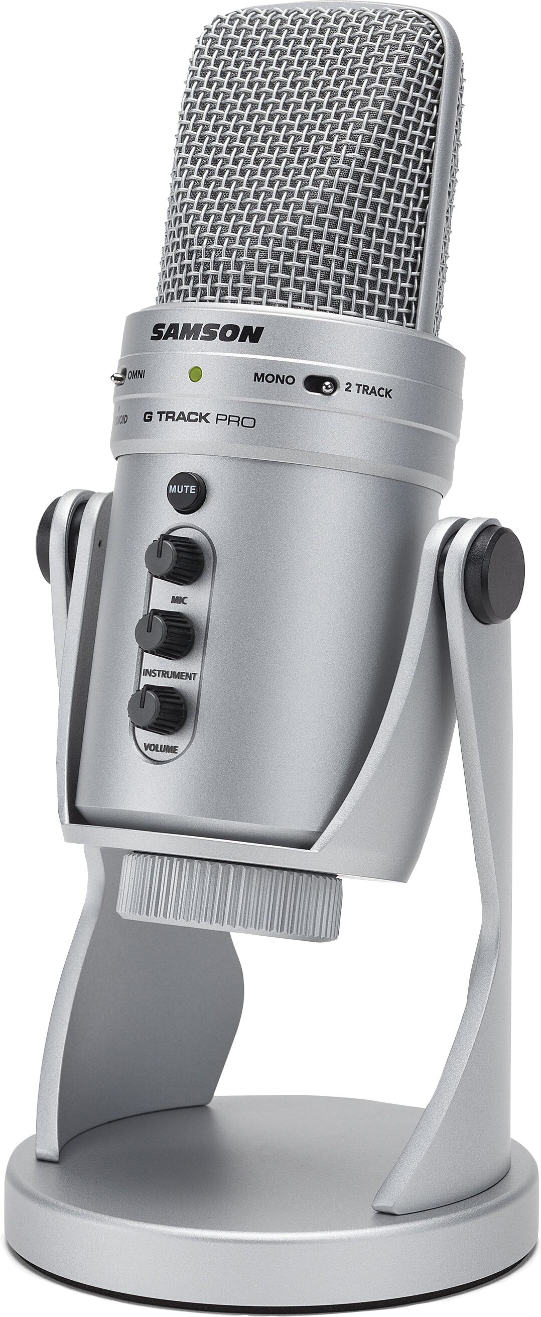 Samson G-Track Pro Studio USB Condenser Microphone, Silver, Action Position Back