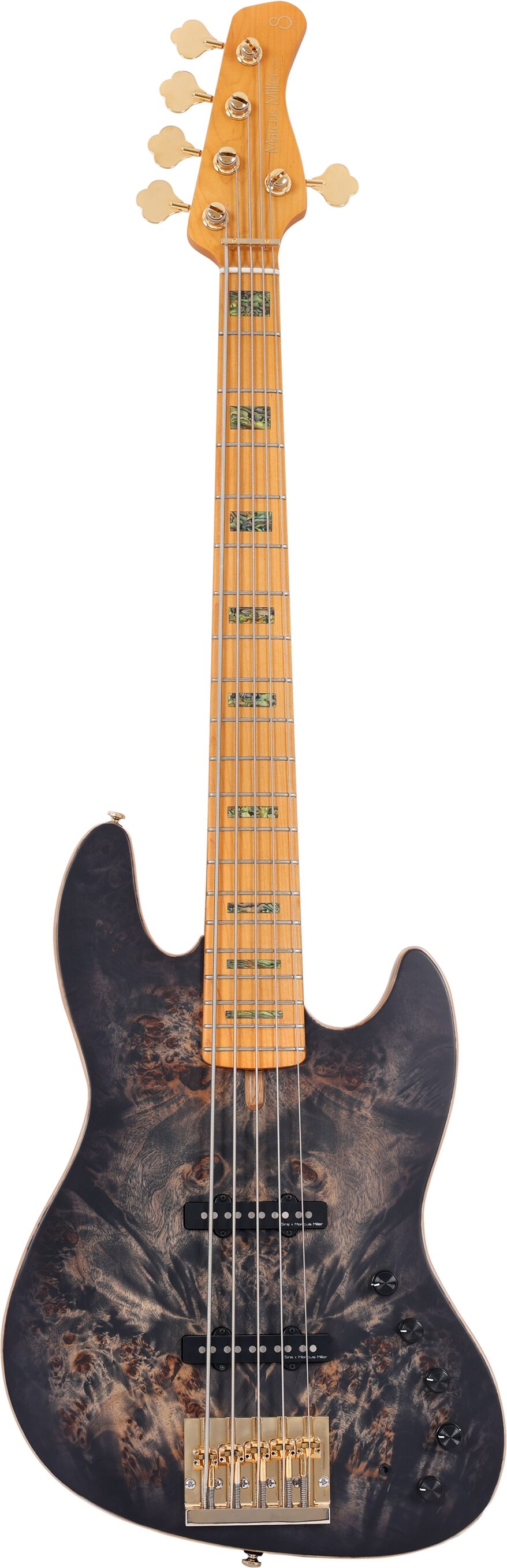 Sire Marcus Miller V10 Electric Bass, 5-String, Transparent Black Satin, Action Position Back