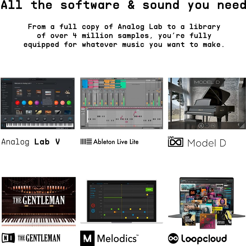 Arturia KeyLab Essential mk3 — 61 Key USB MIDI Keyboard Controller with  Analog Lab V Software Included