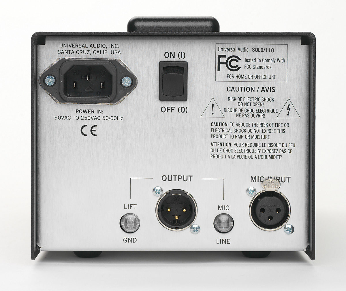 Universal Audio Solo/110 Microphone Preamp, Rear