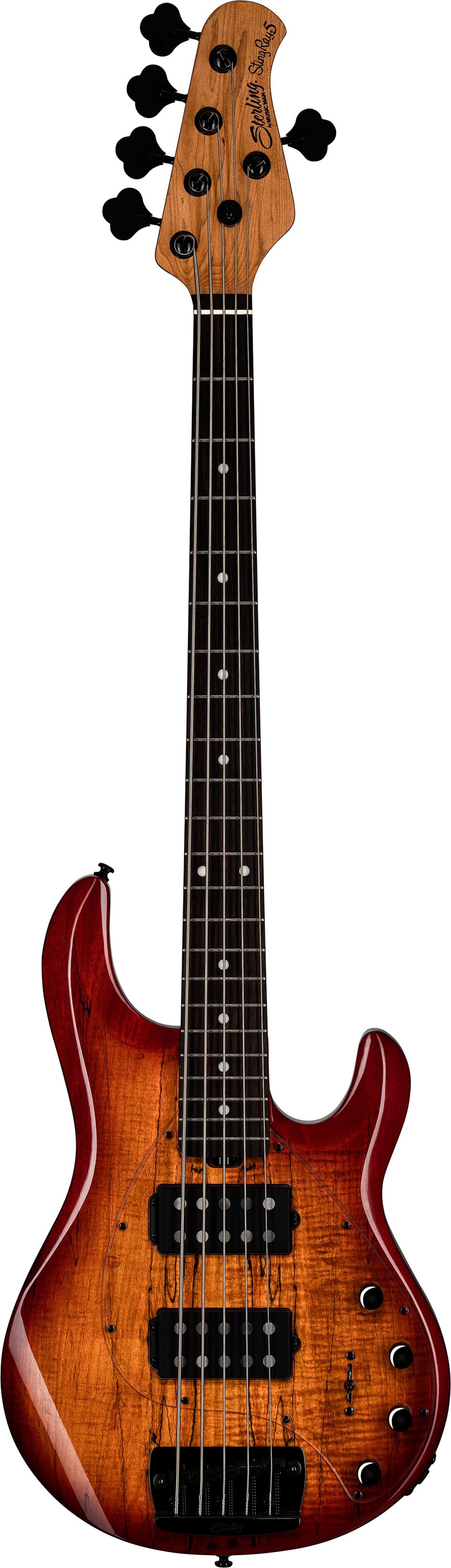 Sterling by Music Man Ray35HH Spalted Maple Electric Bass (with Gig Bag), Action Position Back