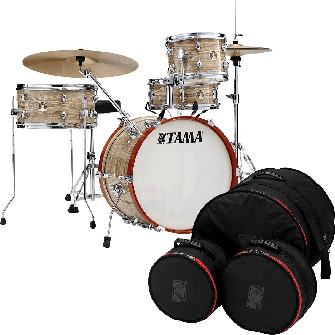 Tama LJLK48S Club Jam Drum Shell Kit, 4-Piece, Cream Marble Wrap, with Drum Bags, view
