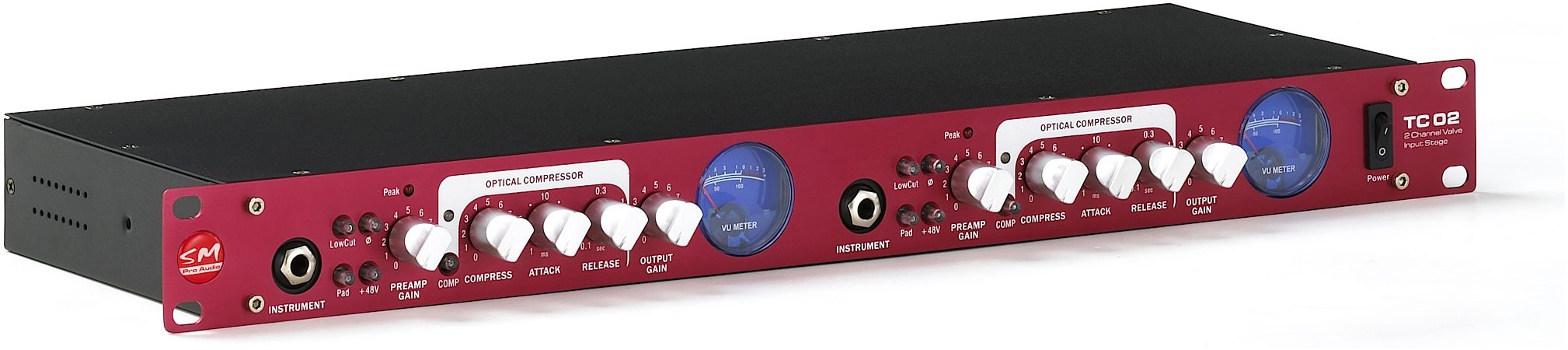 SM Pro Audio TC02 Dual Channel Tube Preamp, Left Side