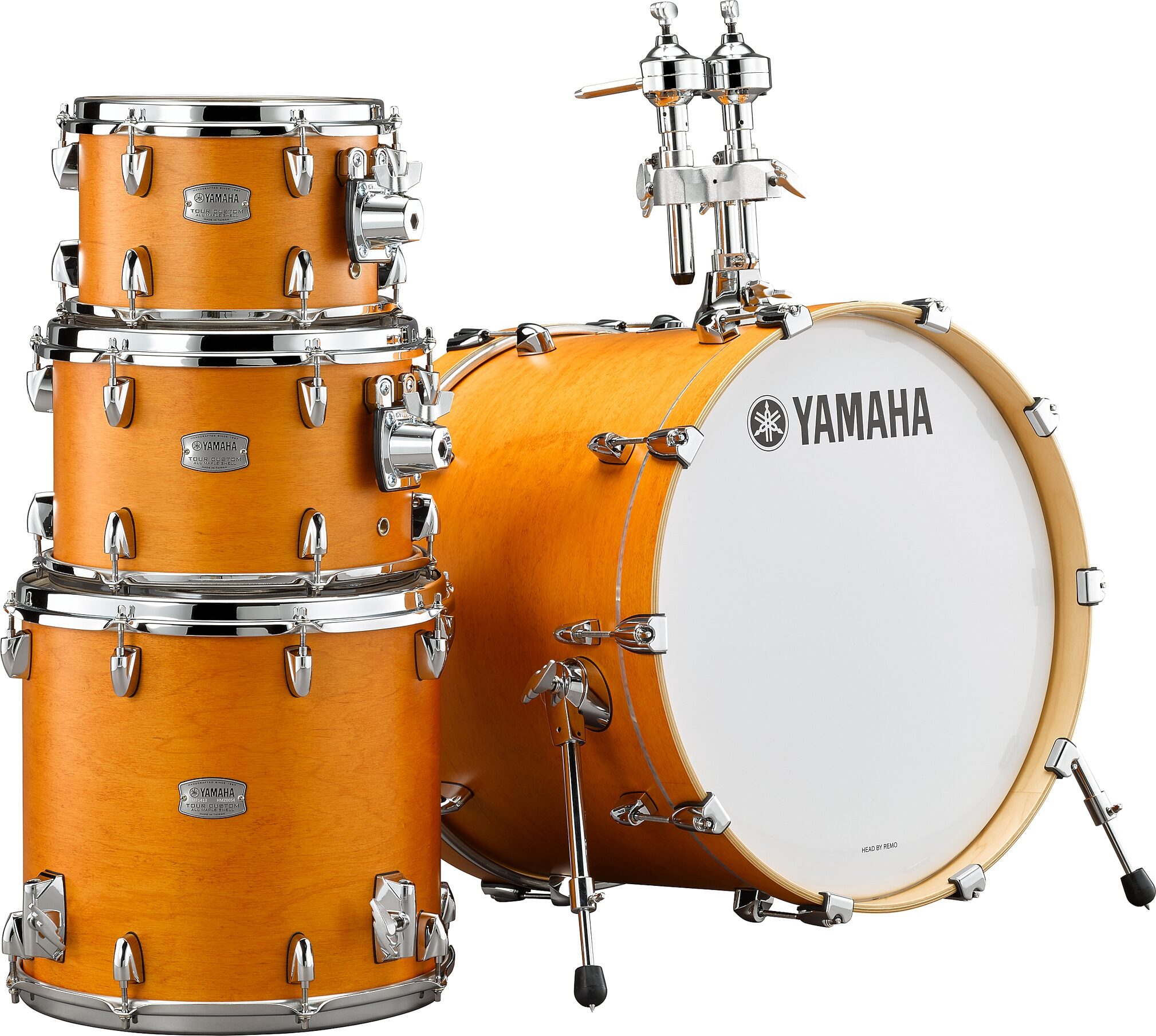 Yamaha TMP2F4 Tour Custom Maple Drum Shell Kit, 4-Piece, Caramel Satin, Action Position Back