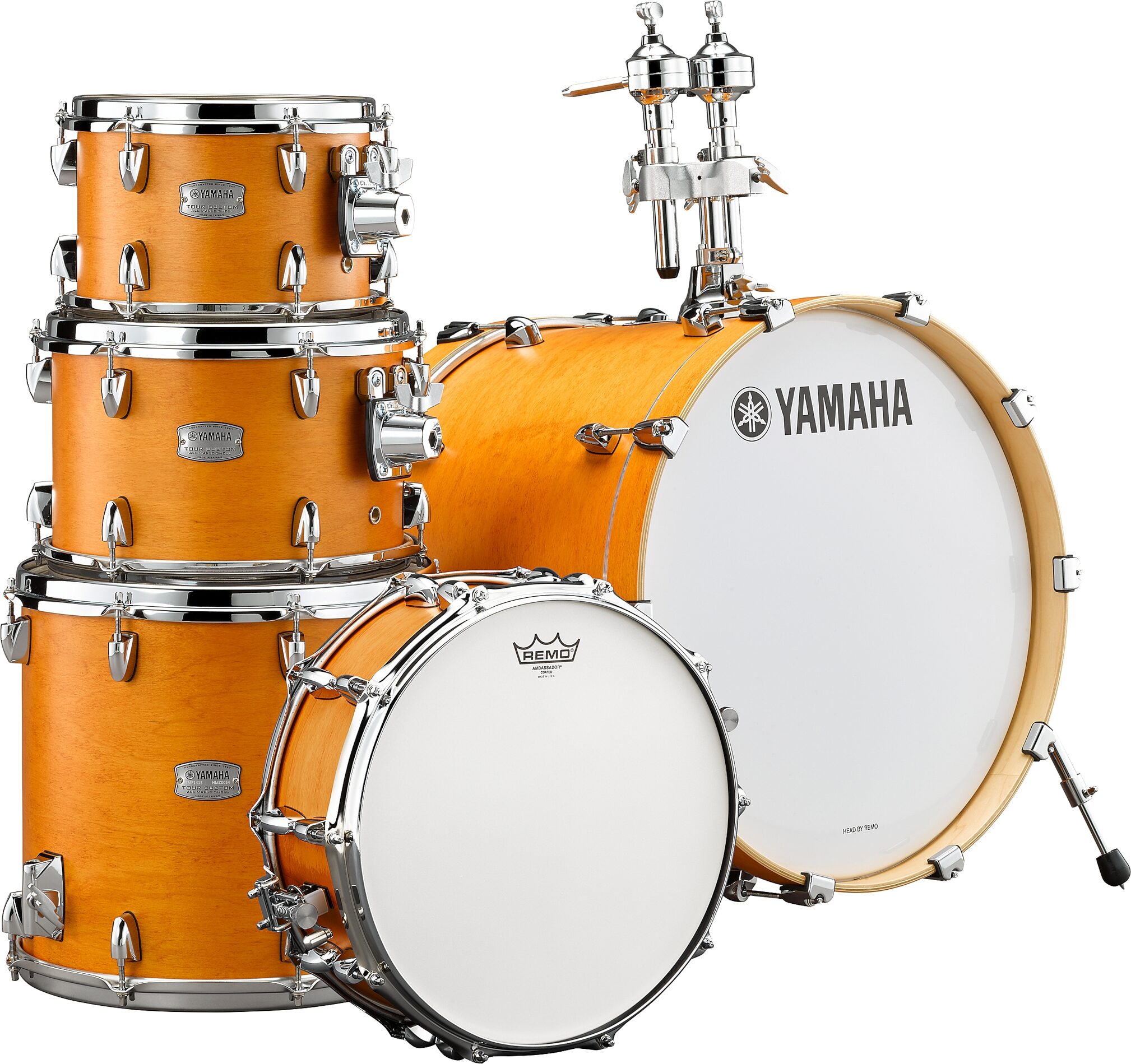 Yamaha TMP2F4 Tour Custom Maple Drum Shell Kit, 4-Piece, Caramel Satin, Action Position Back