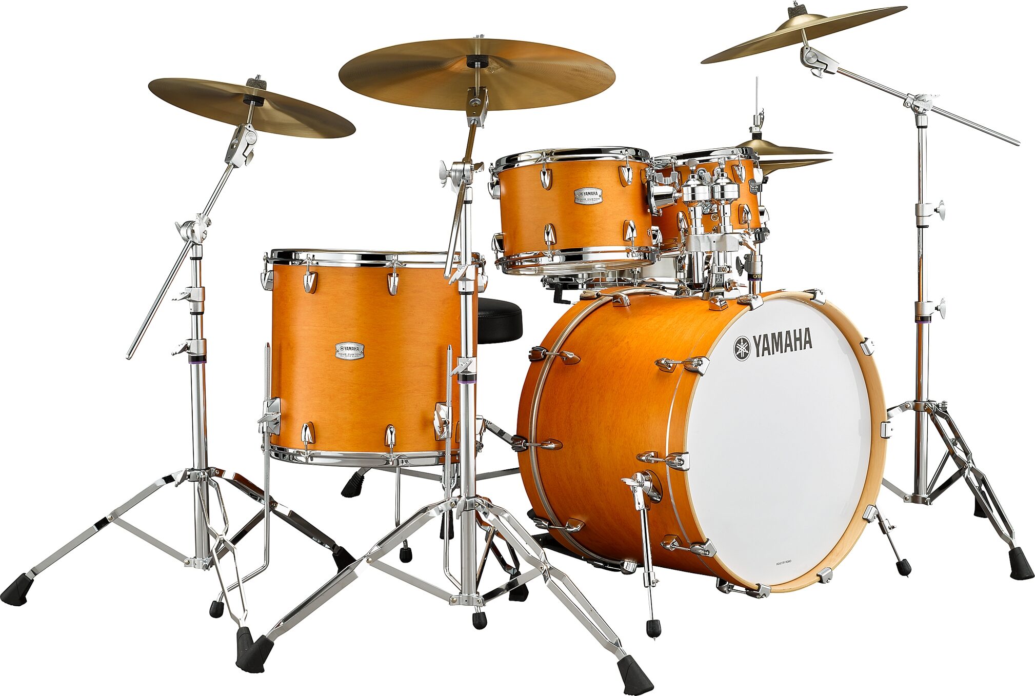Yamaha TMP2F4 Tour Custom Maple Drum Shell Kit, 4-Piece, Caramel Satin, Action Position Back