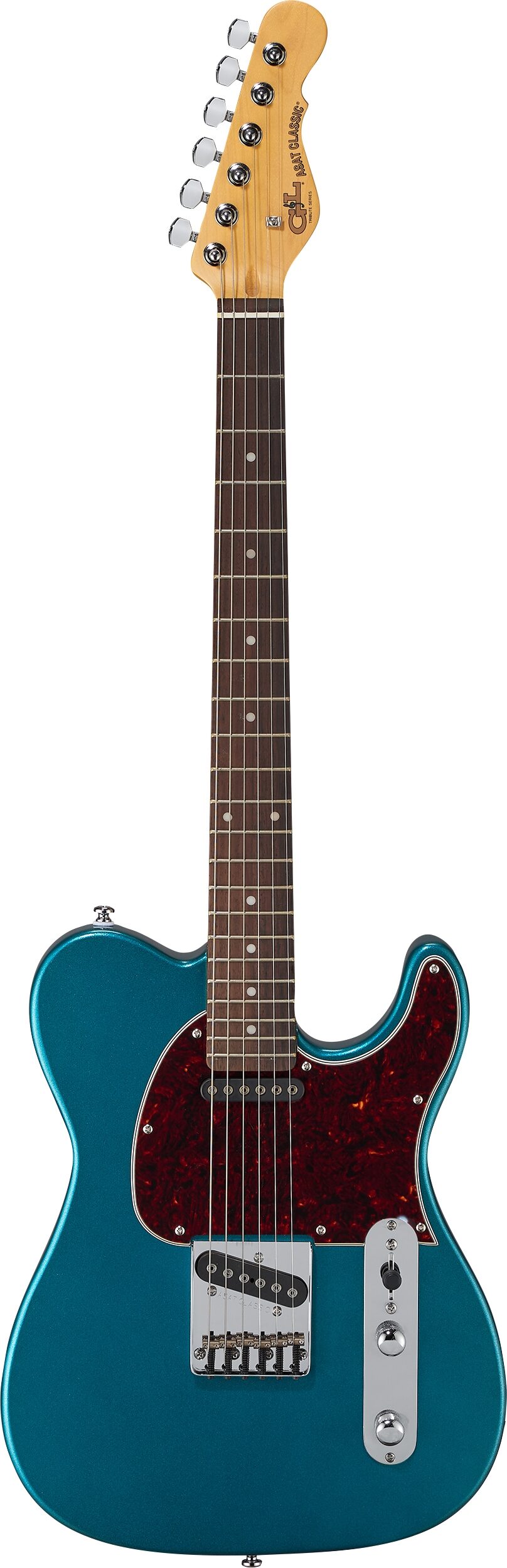 G&L Tribute ASAT Classic Electric Guitar, Emerald Blue, Action Position Back