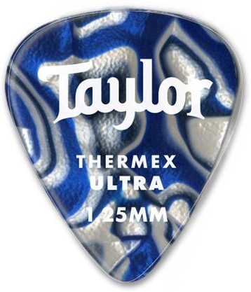 Taylor DarkTone Premium 351 Thermex Ultra Picks, Blue Swirl, 1.50 millimeter, 6-Pack, Action Position Back
