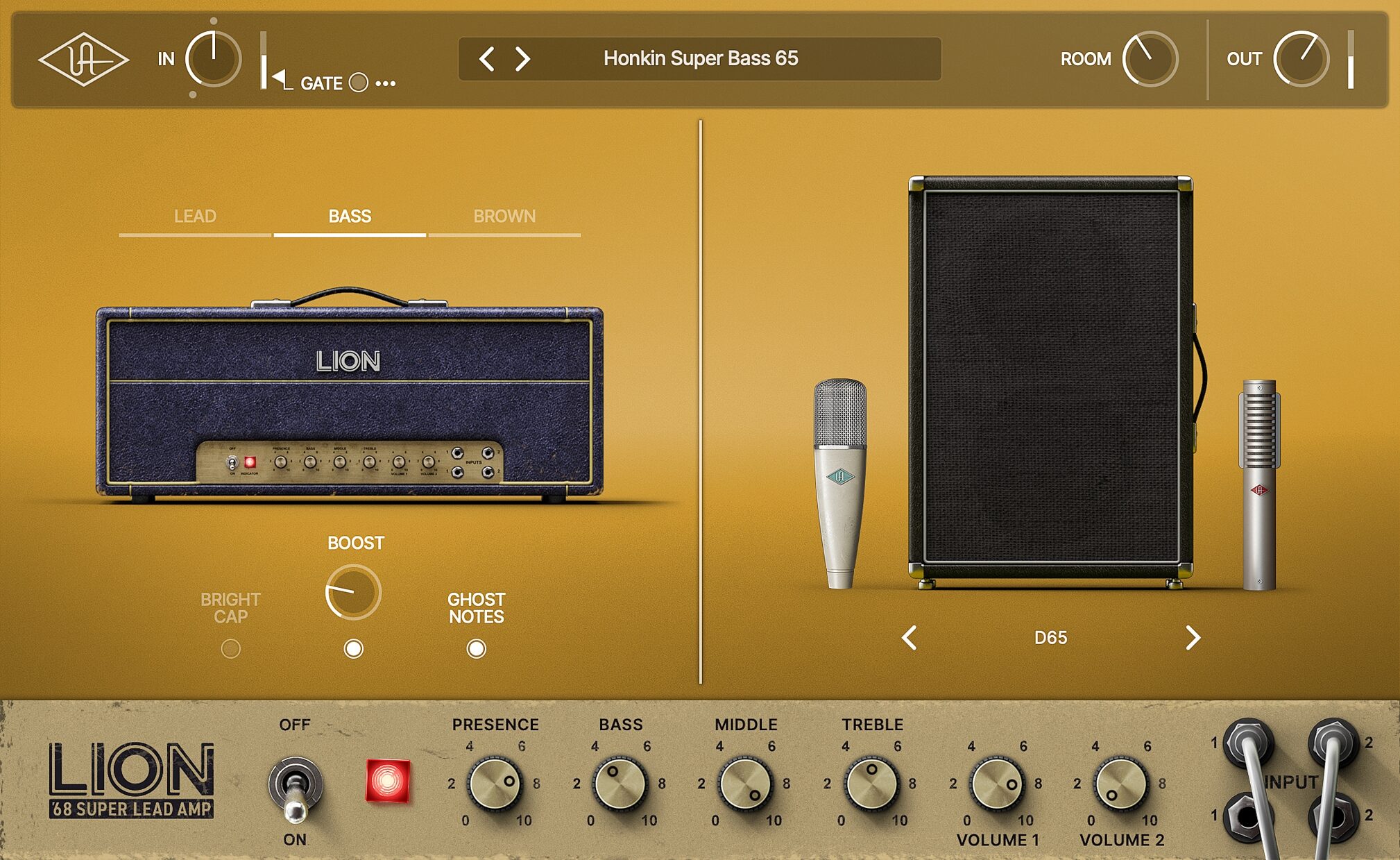 Universal Audio Lion 68 Super Lead Amp Software, Digital Download, Action Position Back