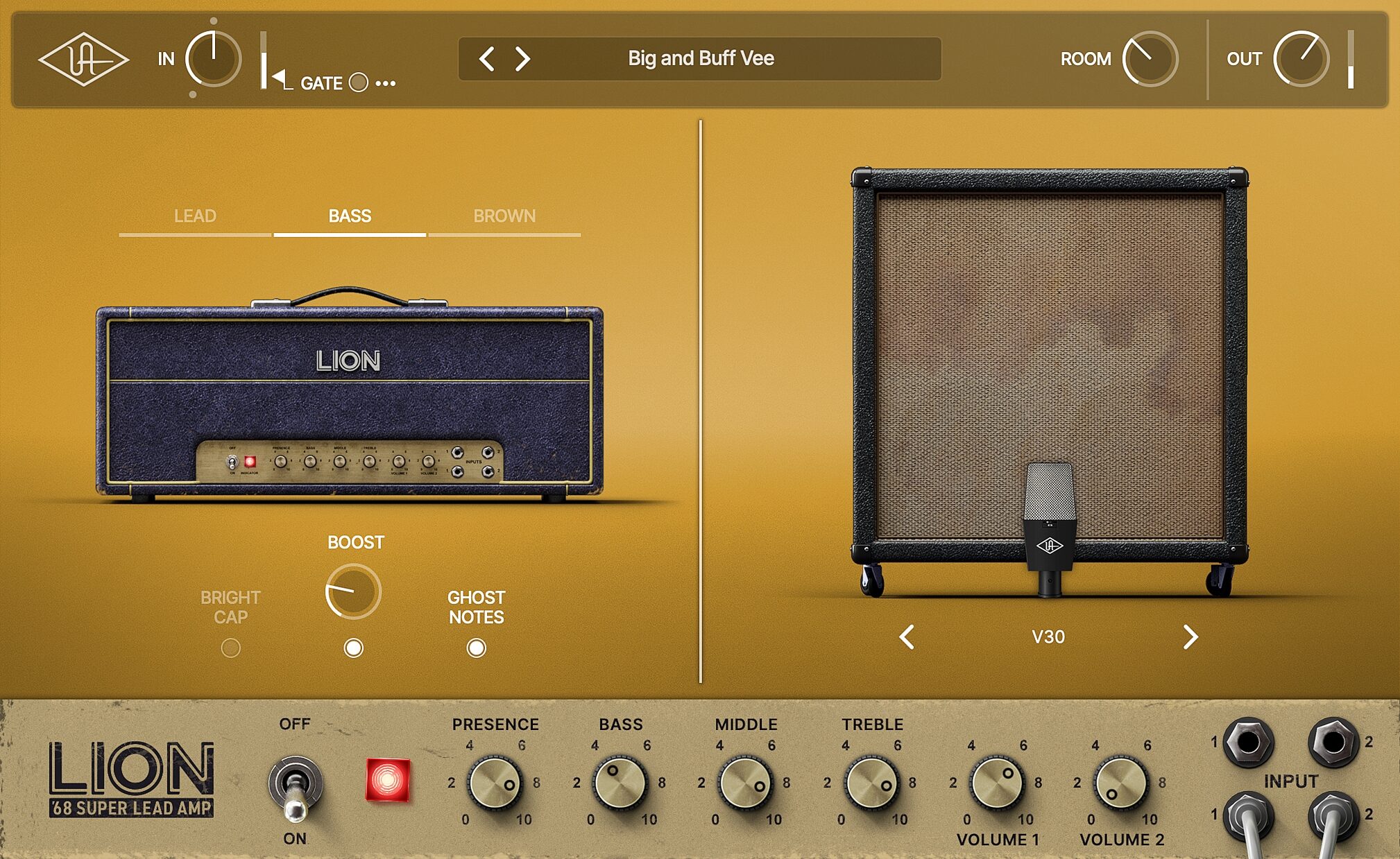 Universal Audio Lion 68 Super Lead Amp Software, Digital Download, Action Position Back