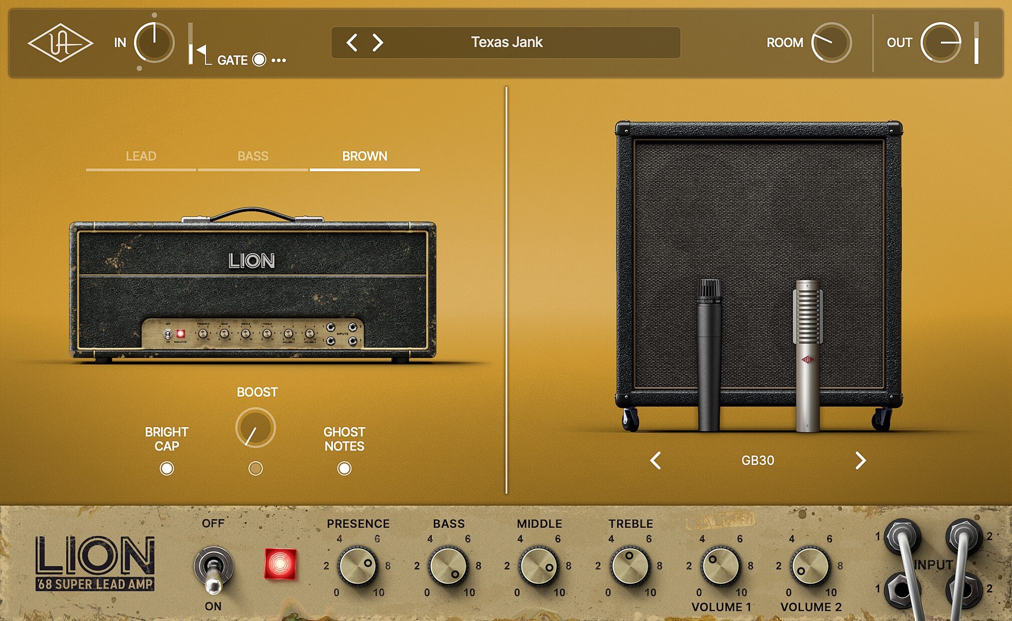 Universal Audio Lion 68 Super Lead Amp Software, Digital Download, Action Position Back