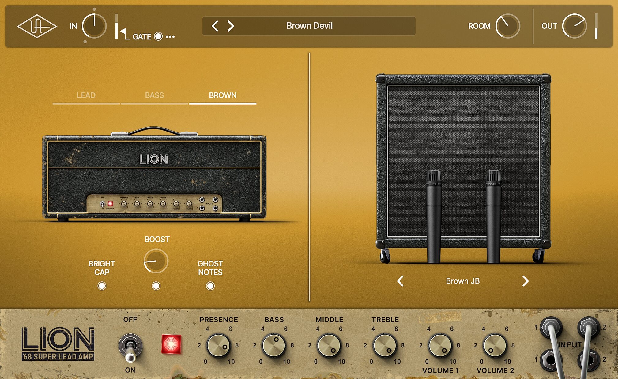 Universal Audio Lion 68 Super Lead Amp Software, Digital Download, Action Position Back