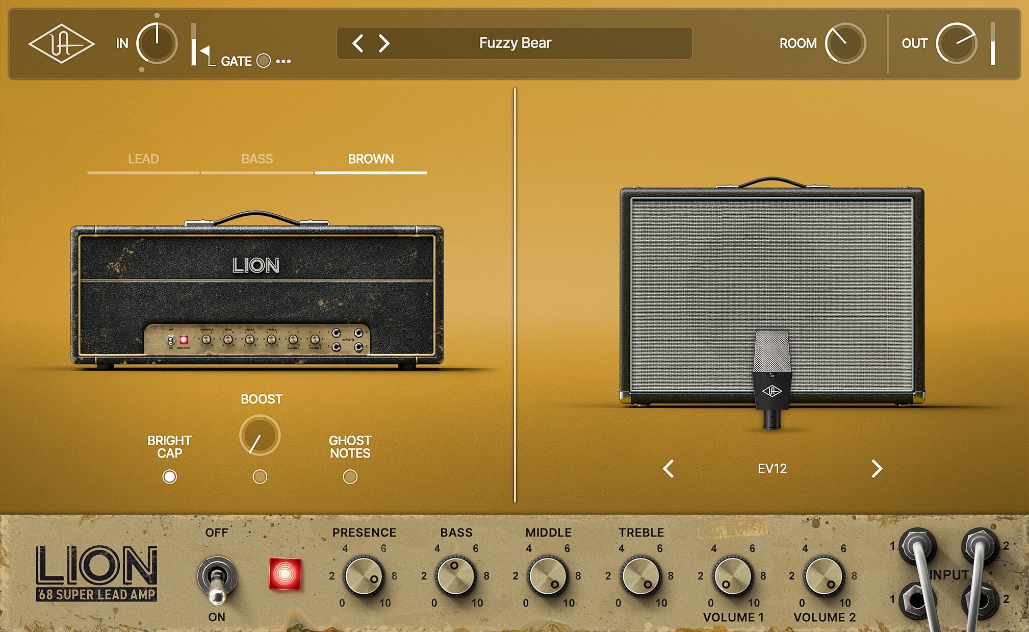 Universal Audio Lion 68 Super Lead Amp Software, Digital Download, Action Position Back