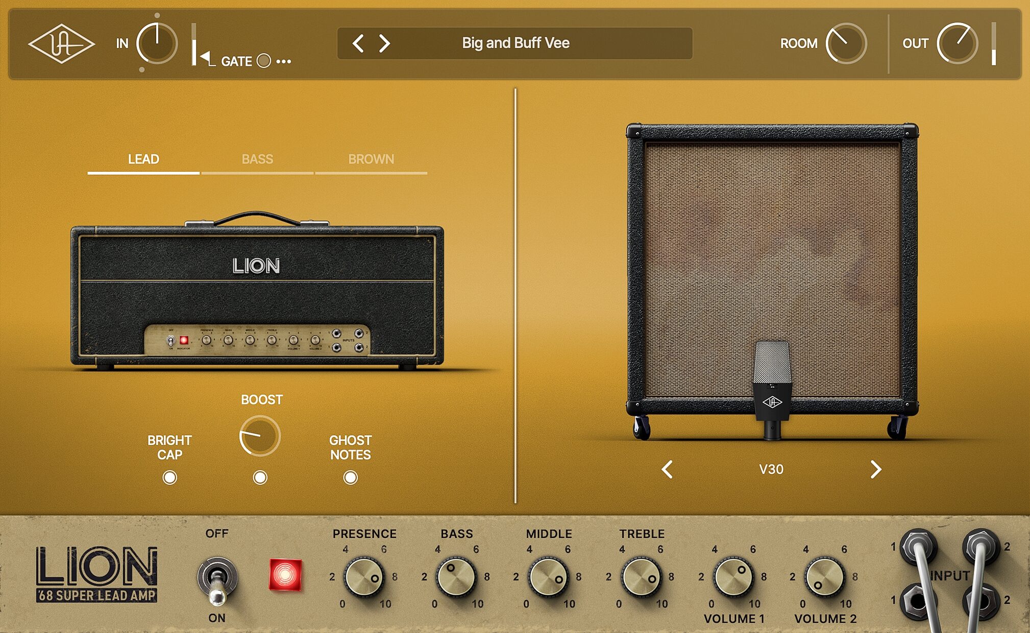 Universal Audio Lion 68 Super Lead Amp Software, Digital Download, Action Position Back