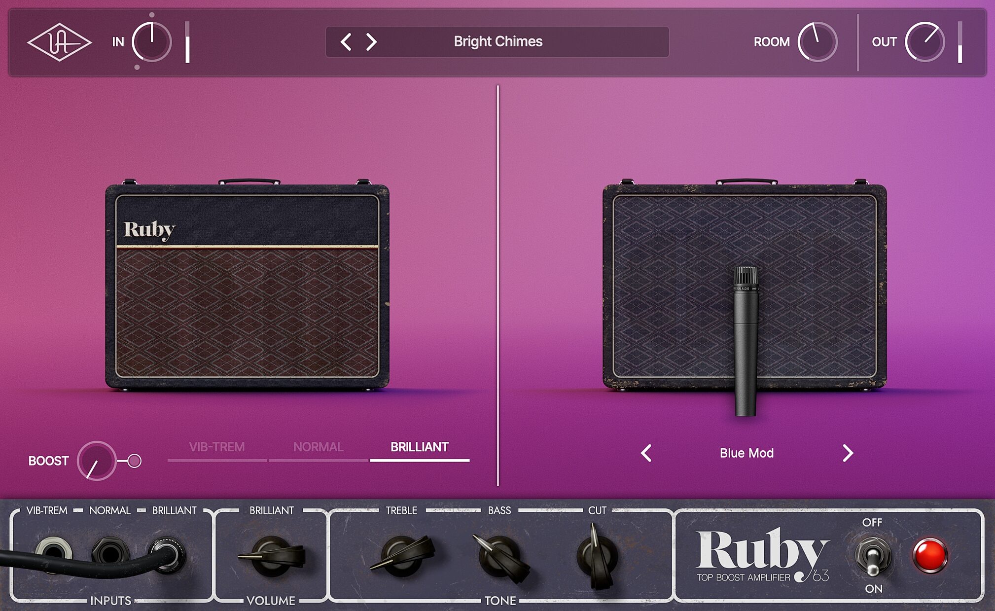 Universal Audio Ruby 63 Top Boost Amp Software, Digital Download, Action Position Back