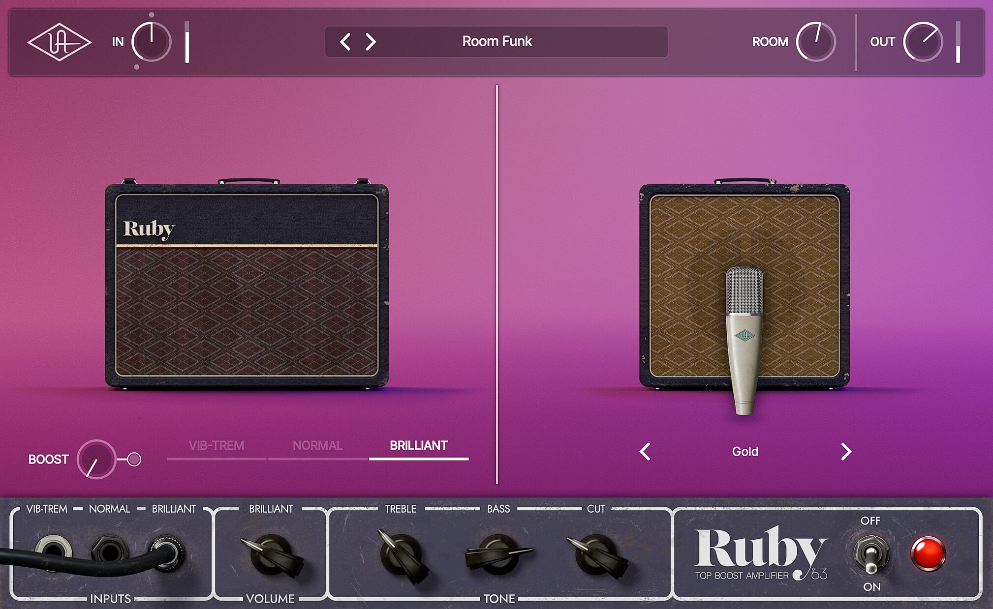 Universal Audio Ruby 63 Top Boost Amp Software, Digital Download, Action Position Back