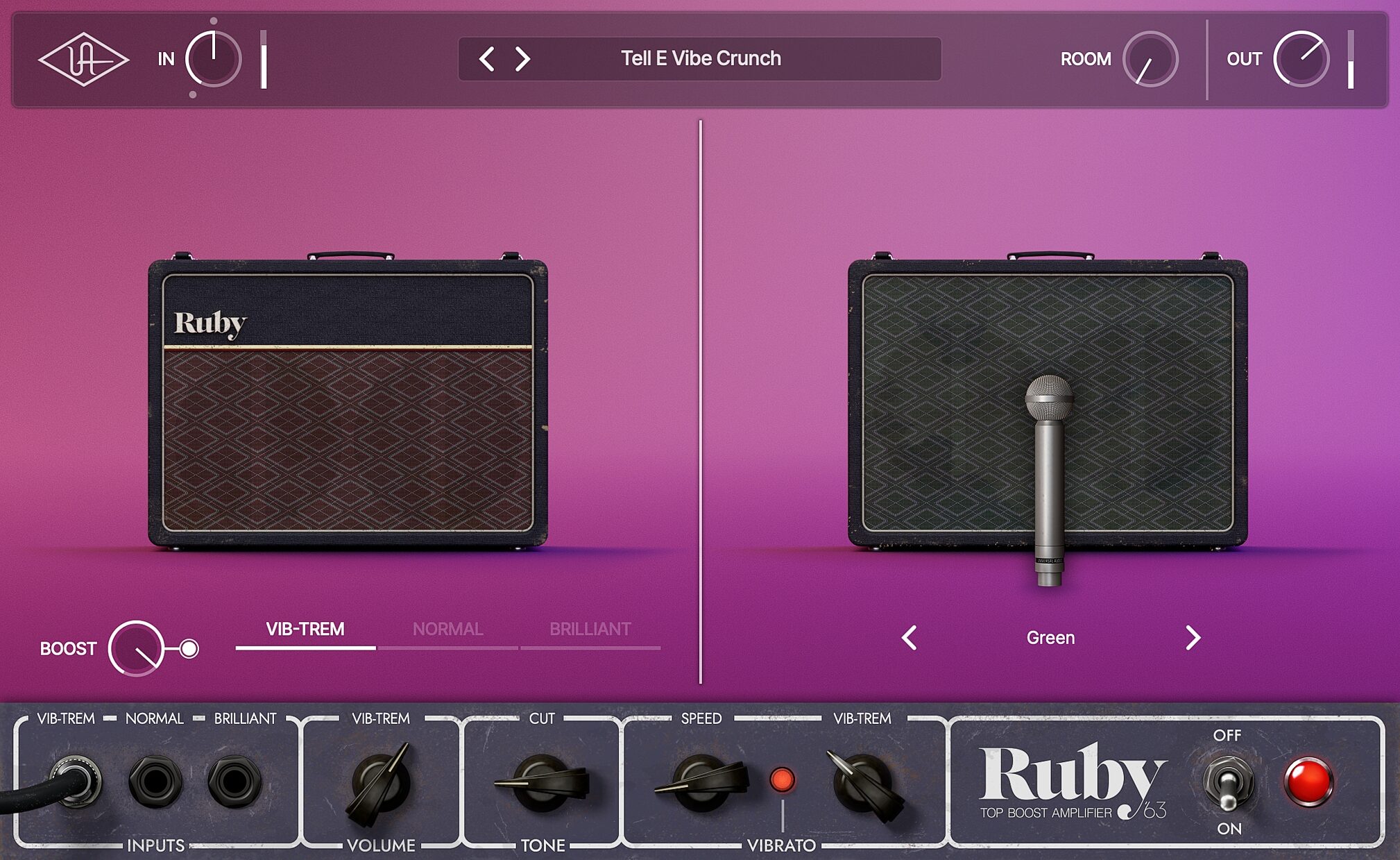 Universal Audio Ruby 63 Top Boost Amp Software, Digital Download, Action Position Back