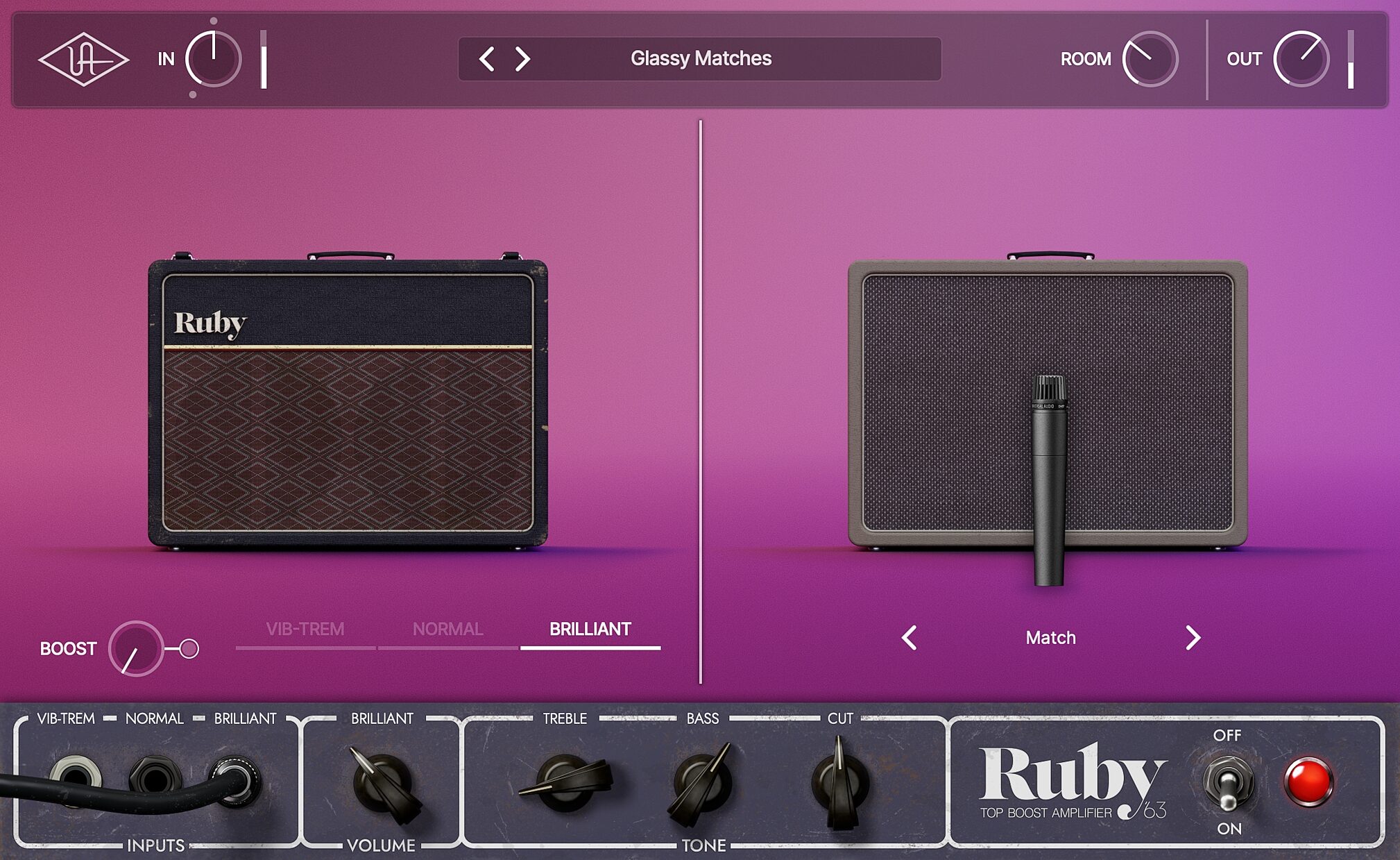 Universal Audio Ruby 63 Top Boost Amp Software, Digital Download, Action Position Back