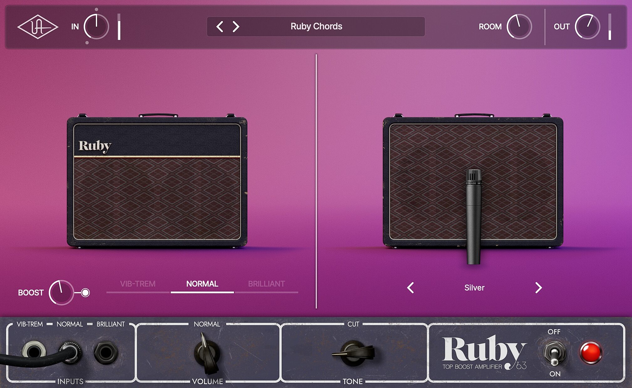 Universal Audio Ruby 63 Top Boost Amp Software, Digital Download, Action Position Back