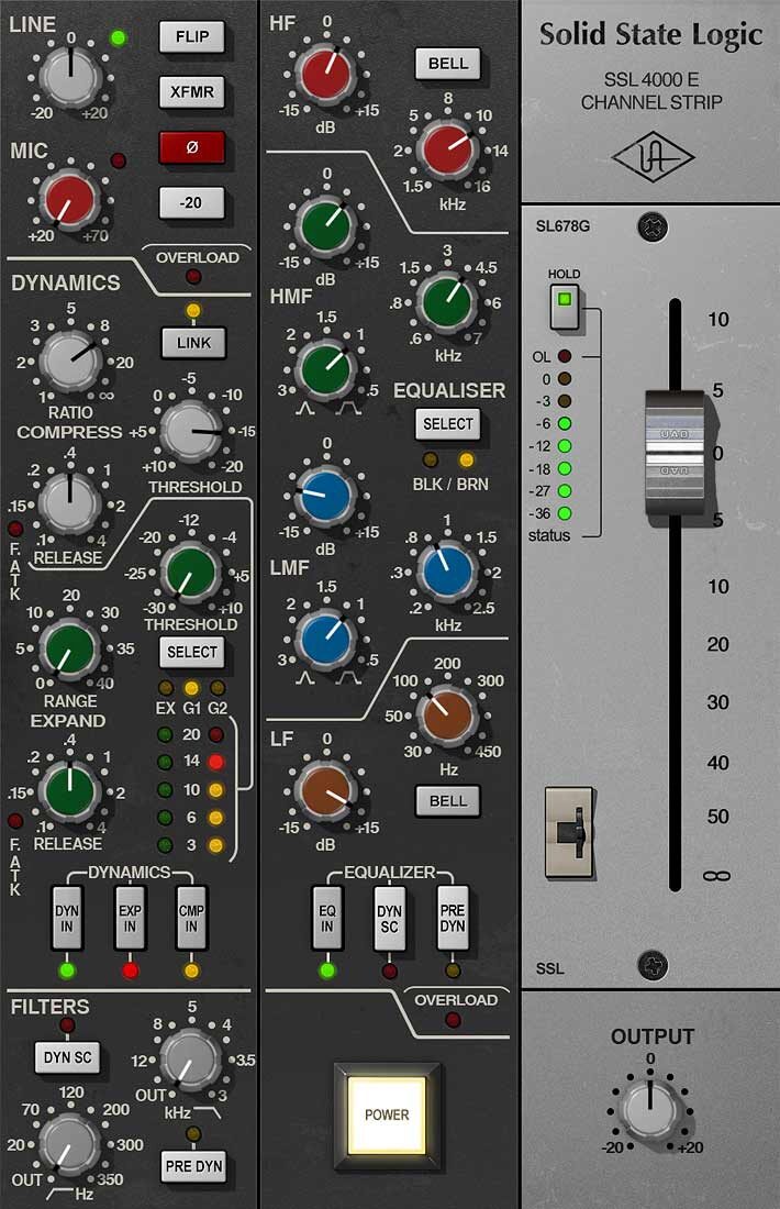 Universal Audio UAD SSL 4000 E Channel Strip Plug-in Software, Digital Download, Action Position Front