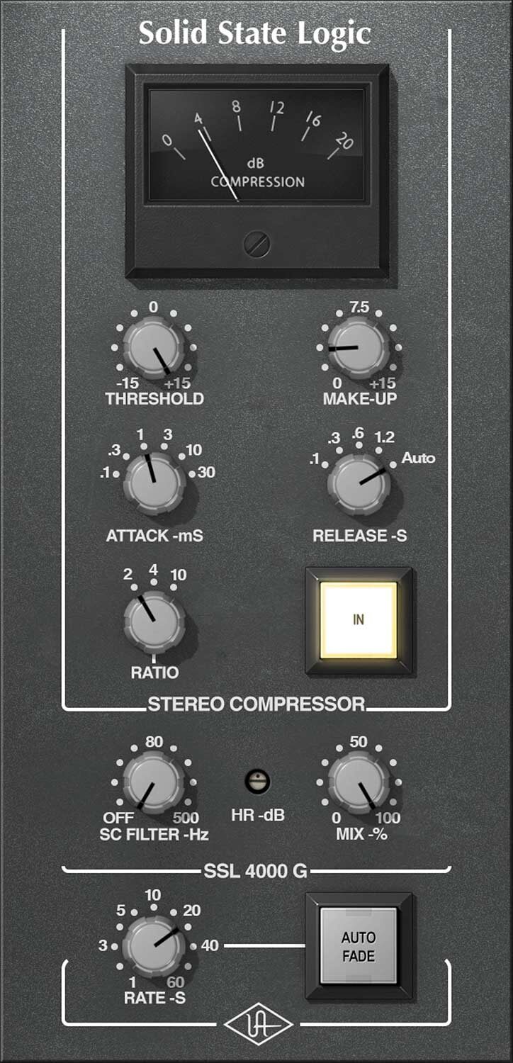 Universal Audio UAD SSL 4000 G Bus Compressor Plug-in Software, New, Action Position Front