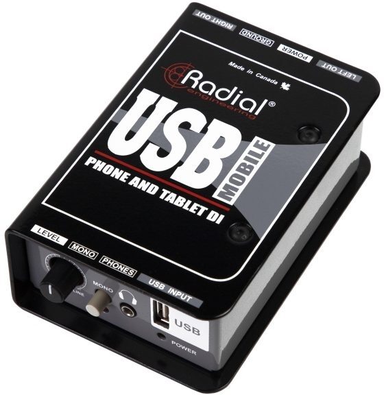 Radial USB-Mobile Phone and Tablet DI Box, Action Position Side