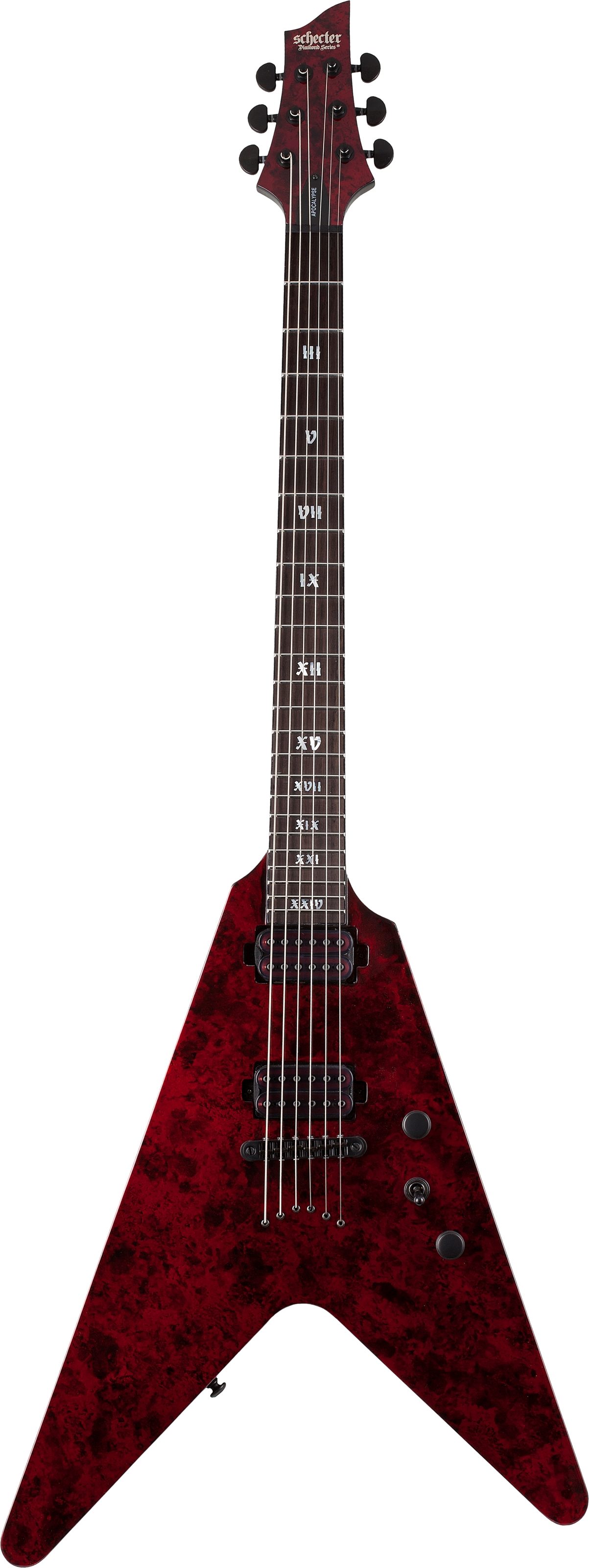 Schecter V1 Apocalypse Electric Guitar, Action Position Back