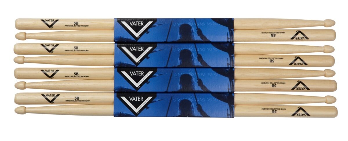 Vater Hickory Drumsticks, 5B, Wood Tip, 3-Pack with 1 Free Pair, view