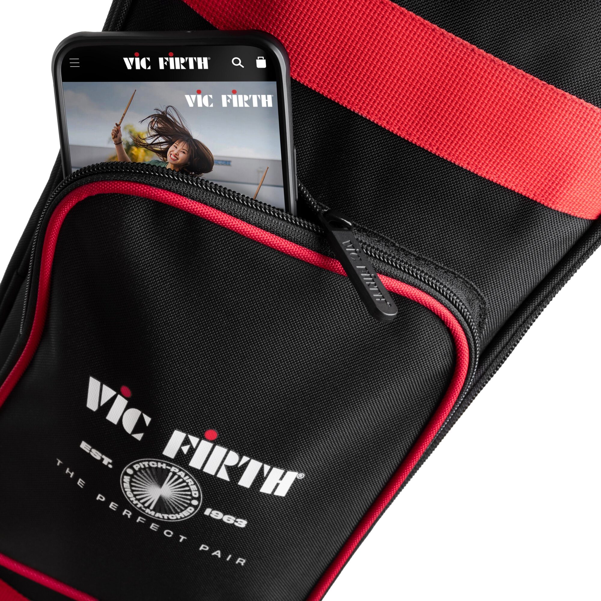 Vic Firth Protege Drumstick Bag, Black, Action Position Back