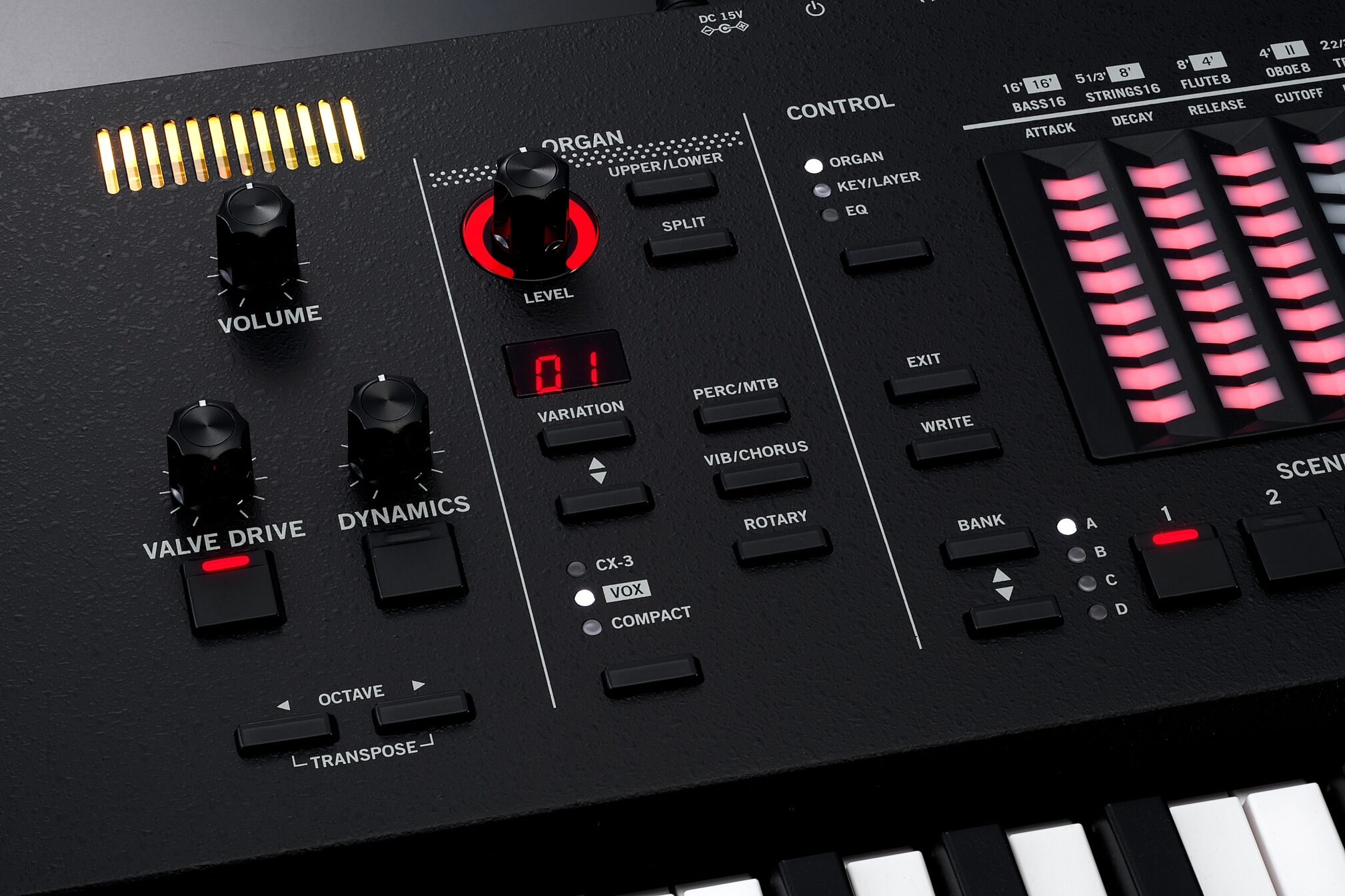 Vox Continental 73BK Performance Synthesizer, Action Position Back