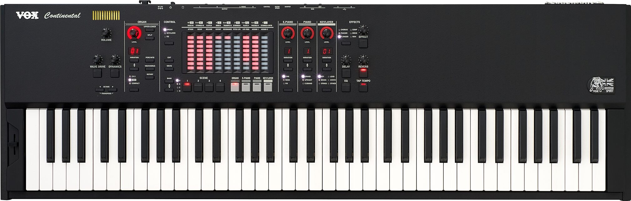 Vox Continental 73BK Performance Synthesizer, Action Position Back