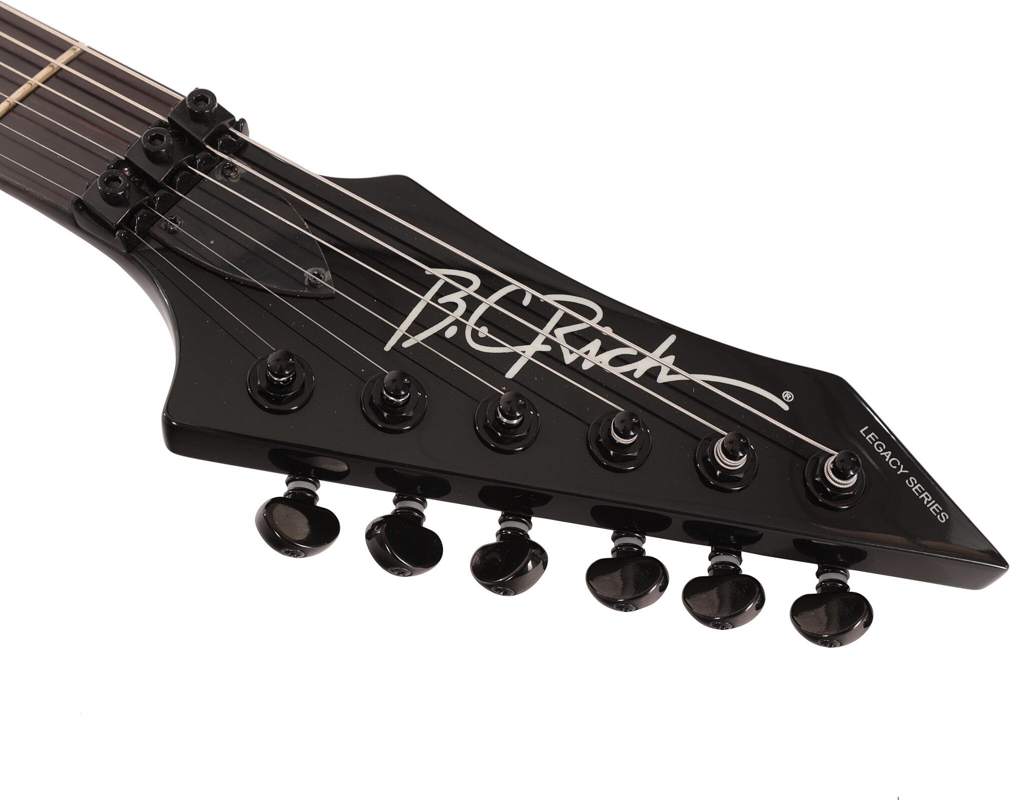 B.C. Rich Warlock Legacy Floyd Rose Electric Guitar, Black Crackle, Action Position Back