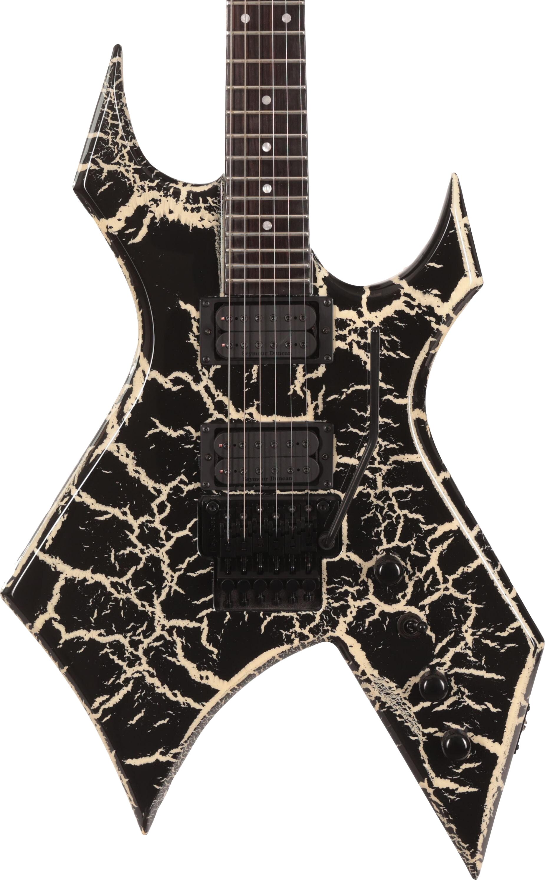 B.C. Rich Warlock Legacy Floyd Rose Electric Guitar, Black Crackle, Action Position Back