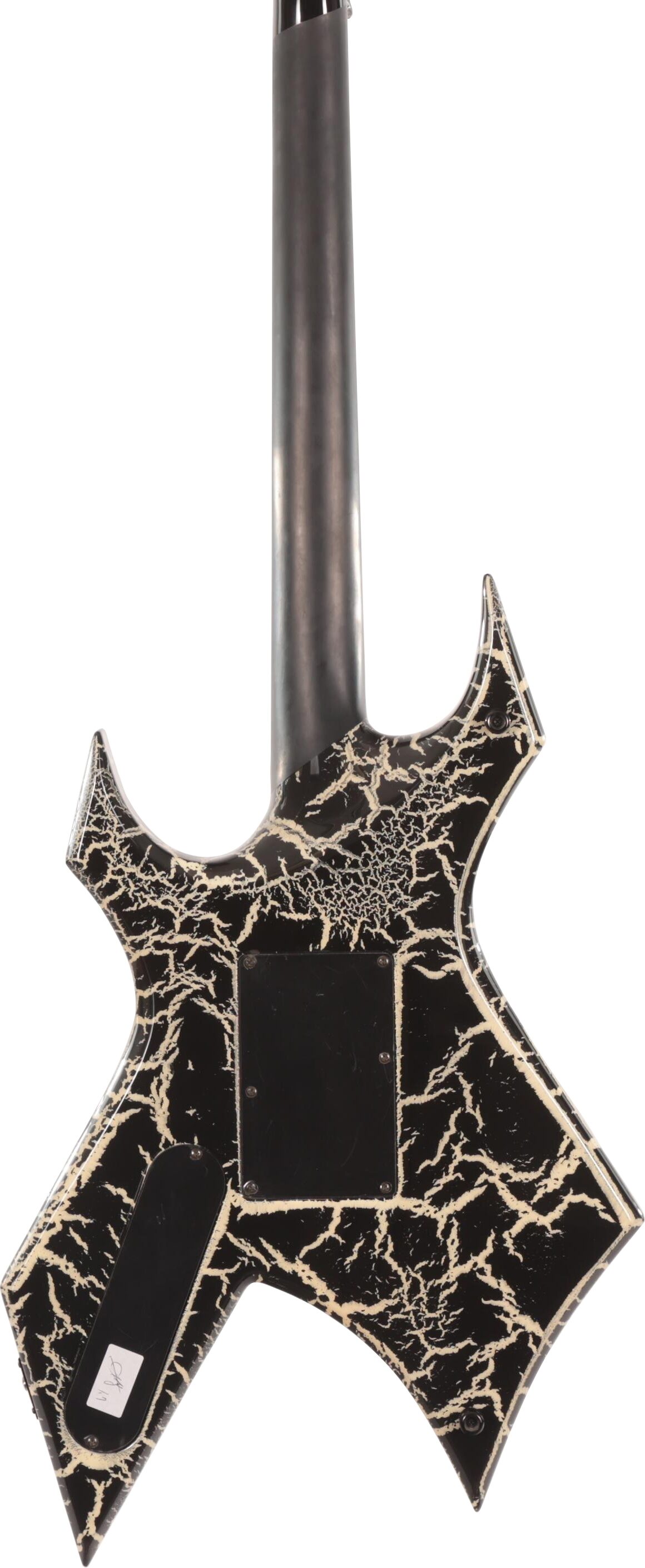 B.C. Rich Warlock Legacy Floyd Rose Electric Guitar, Black Crackle, Action Position Back