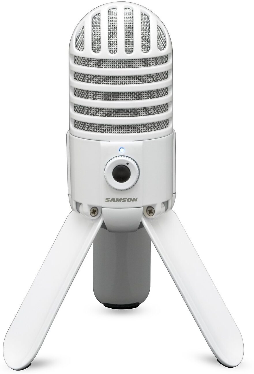 Samson Meteor USB Studio Condenser Microphone, White, Action Position Front