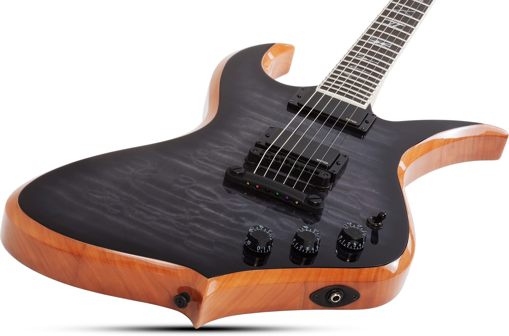 Wylde Audio Thoraxe Electric Guitar, Transparent Black Burst, Open Box (Very Good), Action Position Back