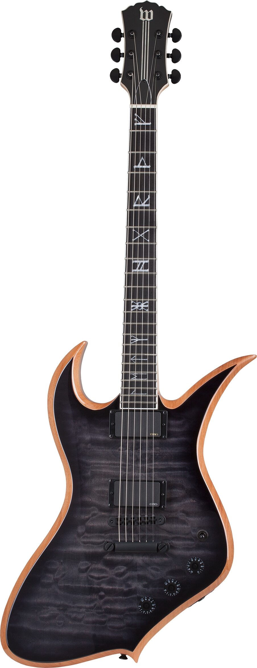 Wylde Audio Thoraxe Electric Guitar, Transparent Black Burst, Open Box (Very Good), Action Position Back