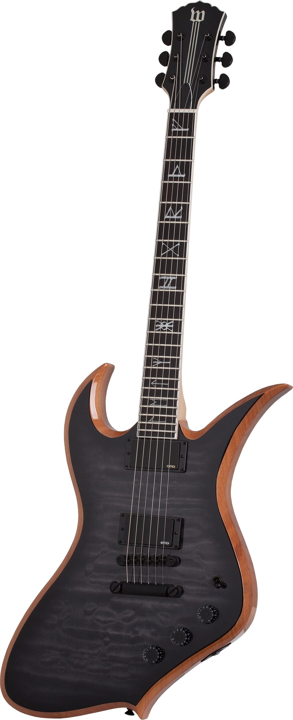 Wylde Audio Thoraxe Electric Guitar, Transparent Black Burst, Open Box (Very Good), Action Position Back