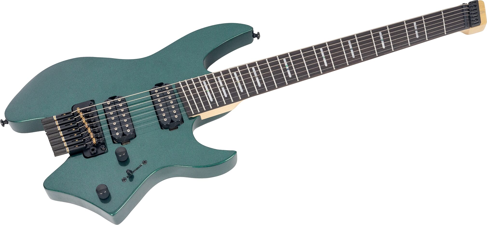 Sire Larry Carlton X6 Headless Electric Guitar, 7-String, Green, Action Position Back