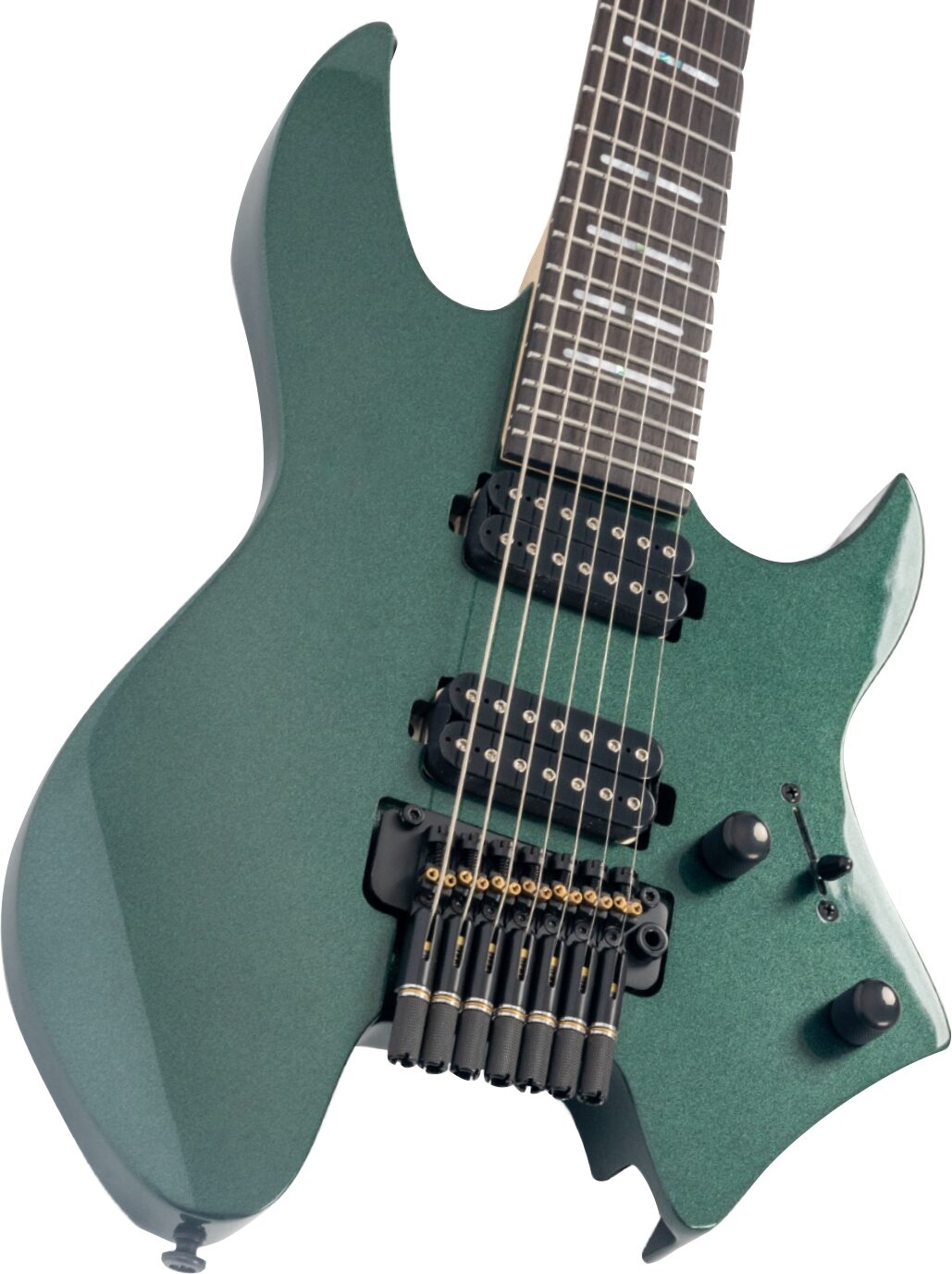 Sire Larry Carlton X6 Headless Electric Guitar, 7-String, Green, Action Position Back