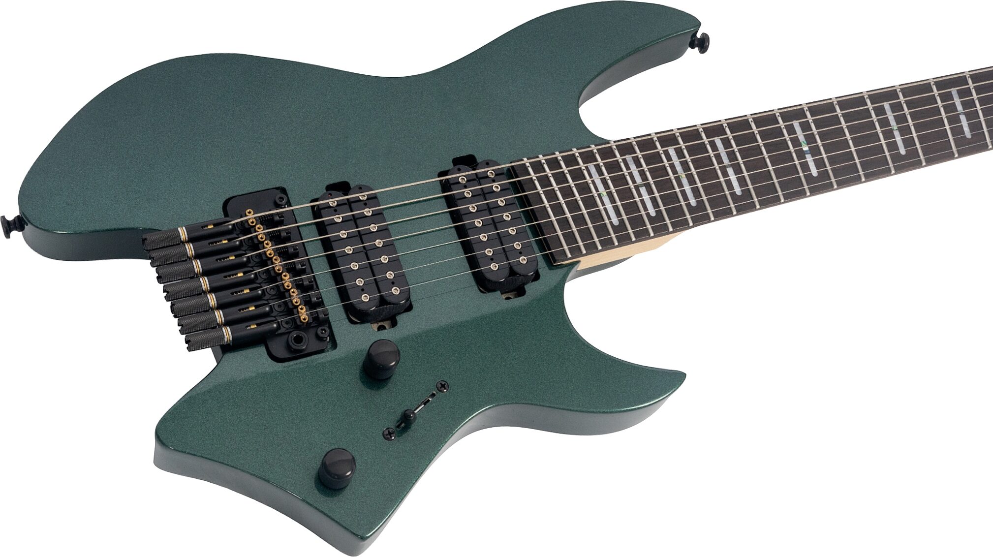 Sire Larry Carlton X6 Headless Electric Guitar, 7-String, Green, Action Position Back