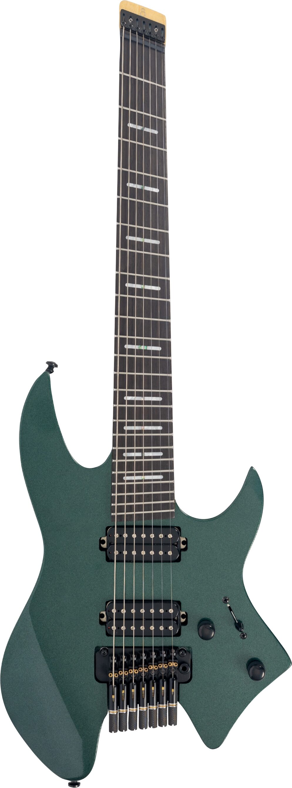 Sire Larry Carlton X6 Headless Electric Guitar, 7-String, Green, Action Position Back