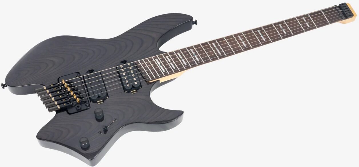 Sire Larry Carlton X6 Headless Electric Guitar (with Gig Bag), Black Satin, Action Position Back