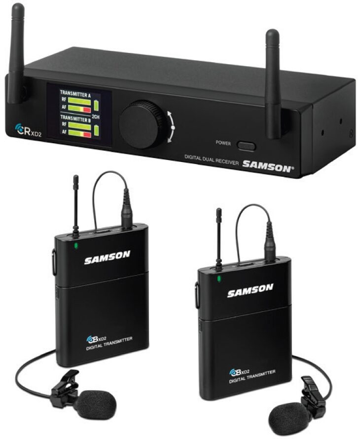 Samson Concert XD2 Presentation Dual-Channel Wireless Lavalier System, New, Action Position Back