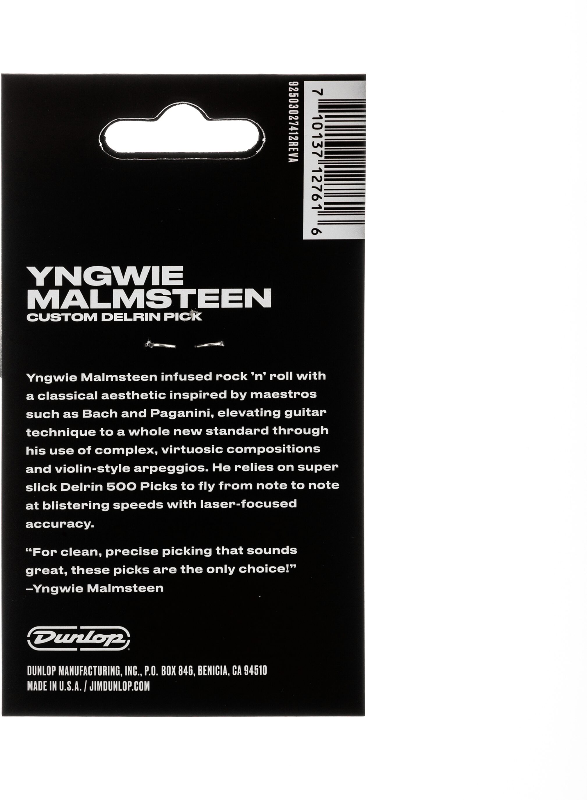 Dunlop Yngwie Malmsteen Guitar Pick, Action Position Back