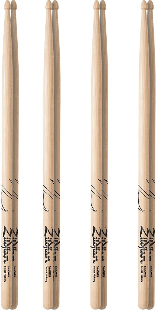 Zildjian 5A Acorn Wood Tip Drumsticks, pack