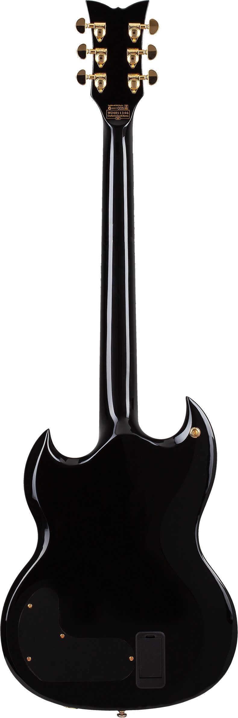 Schecter ZV-H6LLYW66D-S Zacky Vengeance Electric Guitar, Gloss Black, Action Position Back