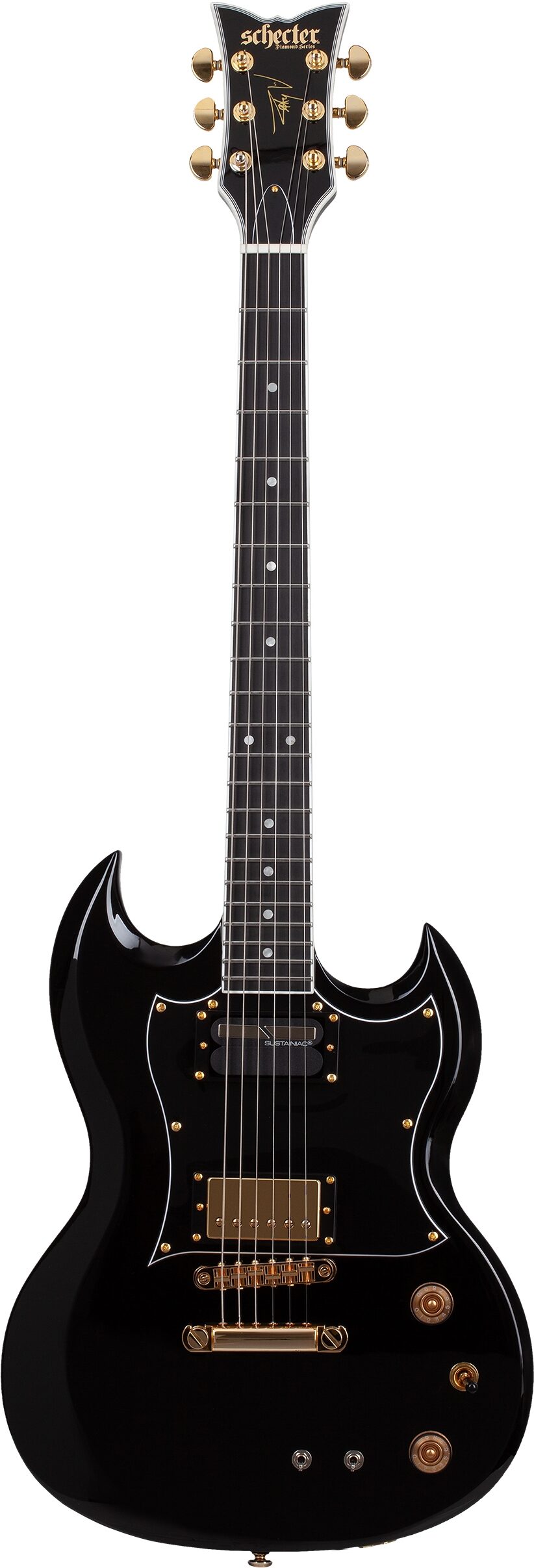 Schecter ZV-H6LLYW66D-S Zacky Vengeance Electric Guitar, Gloss Black, Action Position Back