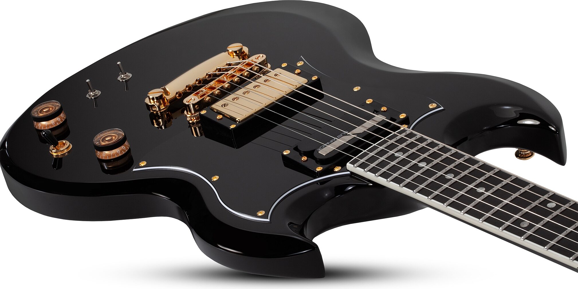 Schecter ZV-H6LLYW66D-S Zacky Vengeance Electric Guitar, Gloss Black, Action Position Back